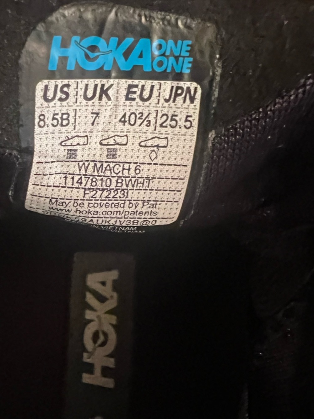Hoka One One Mach 6 Running Shoes Black White Women’s 8.5 EU 40 2/3 - Picture 8 of 10